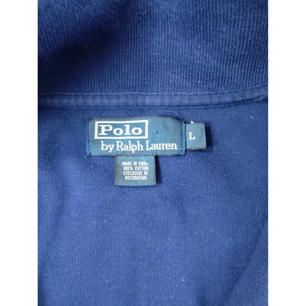 Vintage Polo Ralph Lauren 1/2 Pullover Men Large Navy Blue Mock Neck‎ EUC